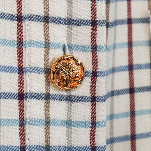 Chanel Boutique Vintage White Plaid Buttoned Flannel - Picture 7 of 8